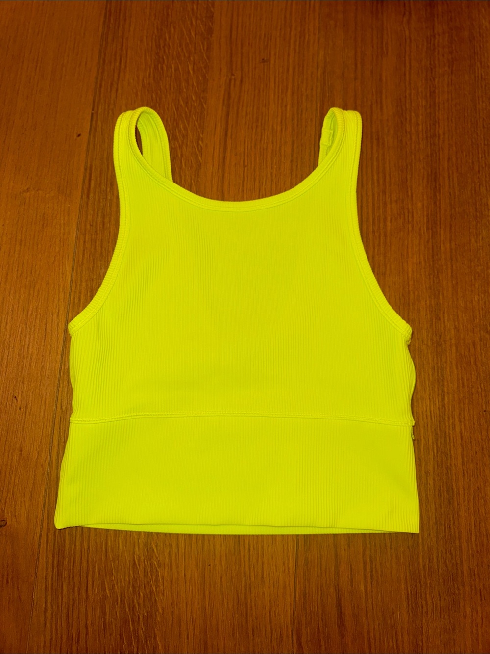 lululemon athletica Neon Yellow Ribbed Crop Tank/bra